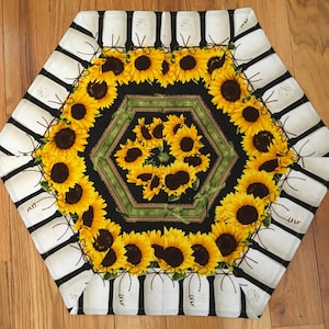 White Bottles of Sunflowers Table Toppers