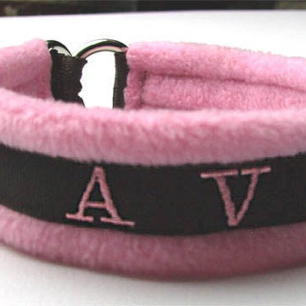 Personalized Martingale or Clip Dog Collars Custom Soft Fleece Embroidered Italian Greyhound Pink