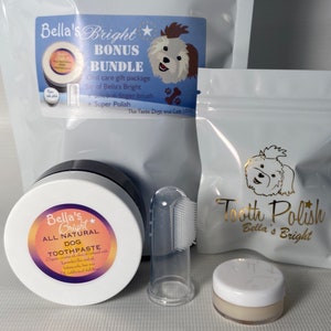 Bella’s Bright Bonus Bundle tierärklich anerkannte Bio Hunde Katzen Zahnpasta Silikon Fingerbürstenpolitur