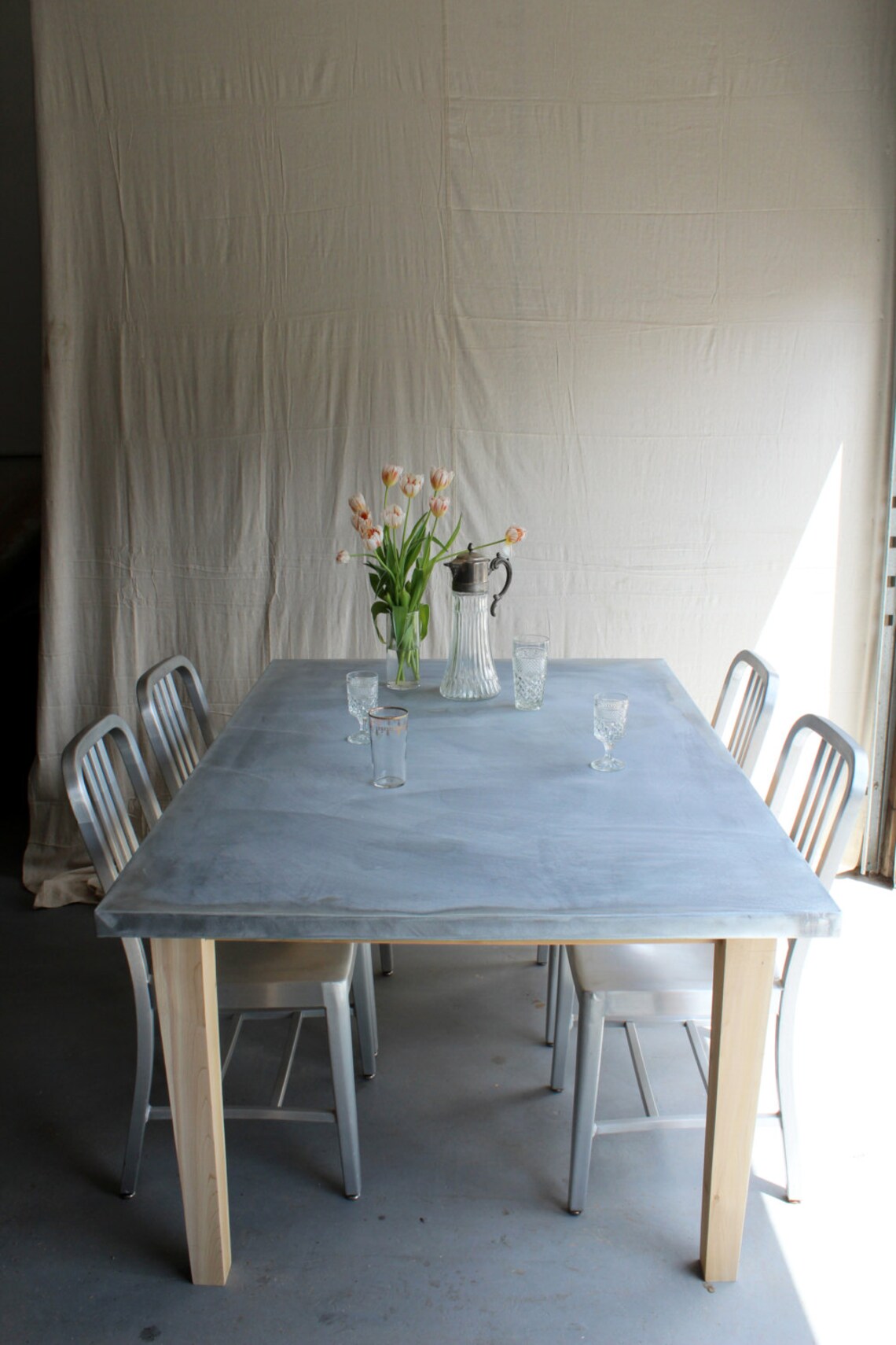 Zinc Top Farm Table Reclaimed cedar pine wood barn rustic Etsy