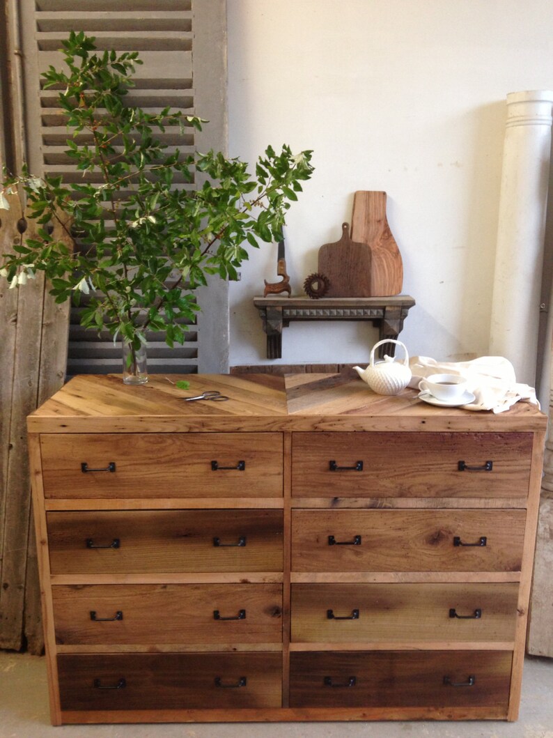 8 Drawer Barn Wood Dresser Chestnut Oak Pine Pallet Rustic Etsy