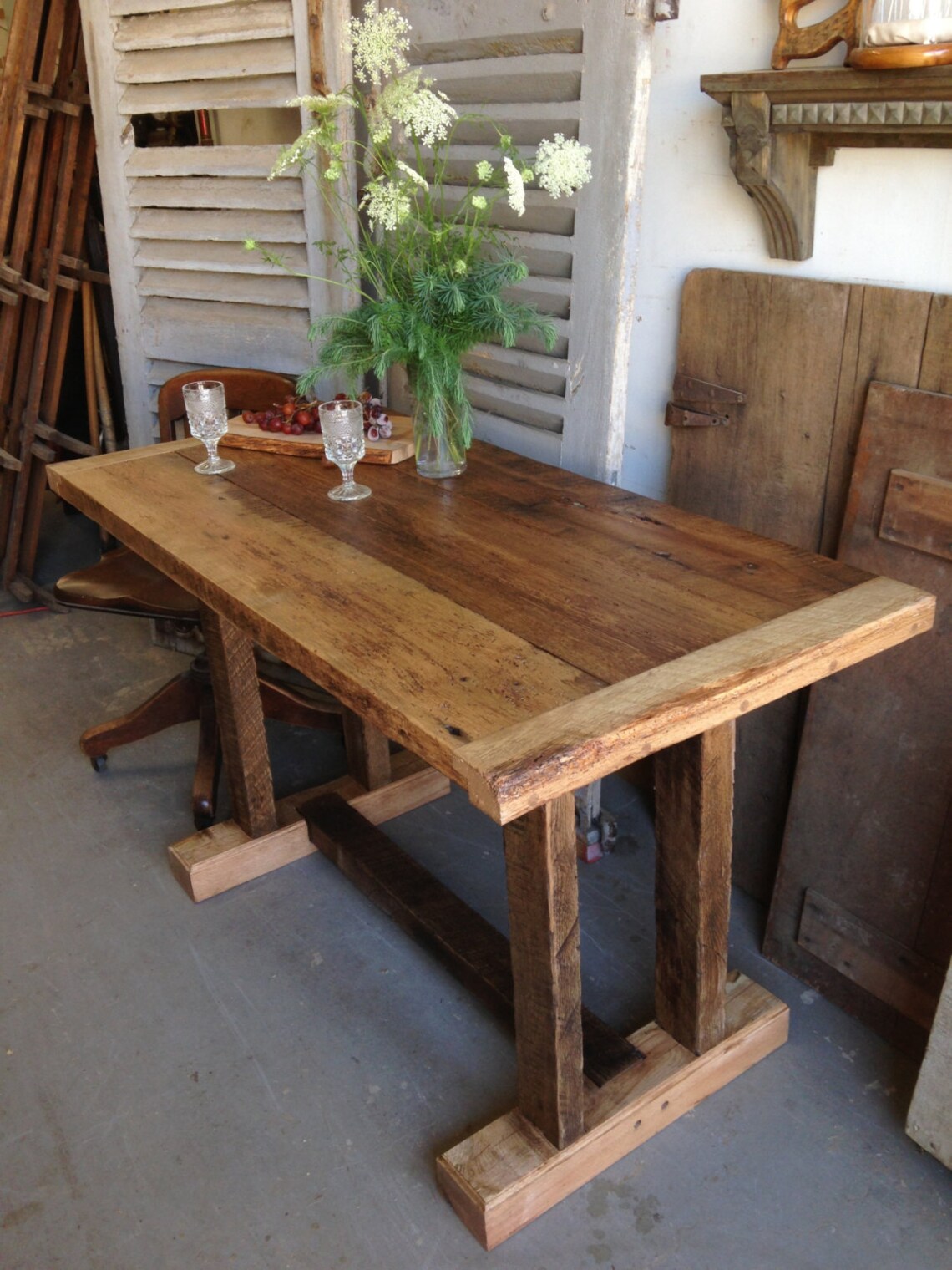 Reclaimed Wooden Farm Table 25 x 50 x 30 Etsy