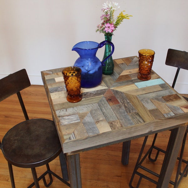 Reclaimed Pallet and Barn Wood Pub Bistro Kitchen End Table - Mandala