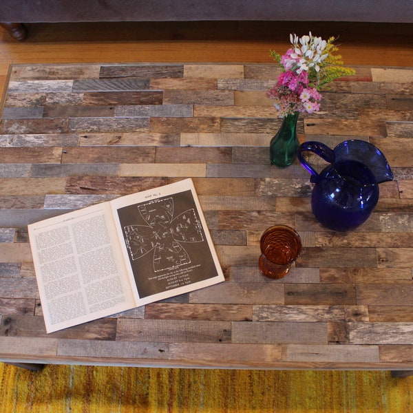 Reclaimed Pallet and Barn Wood Coffee Table with Steel Legs - Leonids