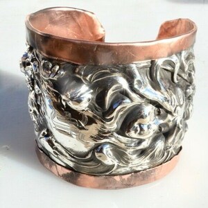 Antique Art Nouveau Silver Repousse Bangle - Etsy display picture 1