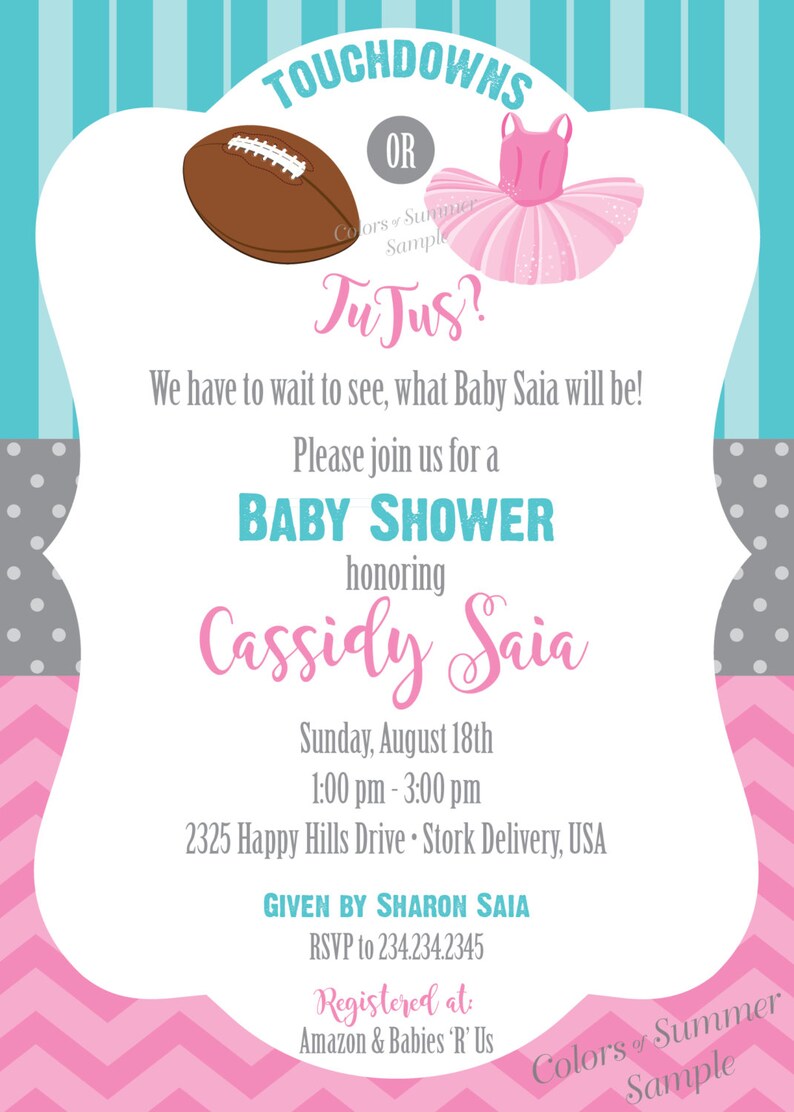 Touchdowns or TuTus Invitation Baby Shower Gender Neutral | Etsy