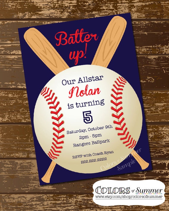Baseball Invitation Baseball Invite Baseball Birthday Etsy