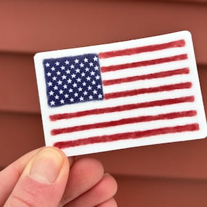 Watercolor American Flag Vinyl Sticker | USA | Patriotic | Car / Water Bottle Decal | Bumper Sticker | United States of America Flag Sticker