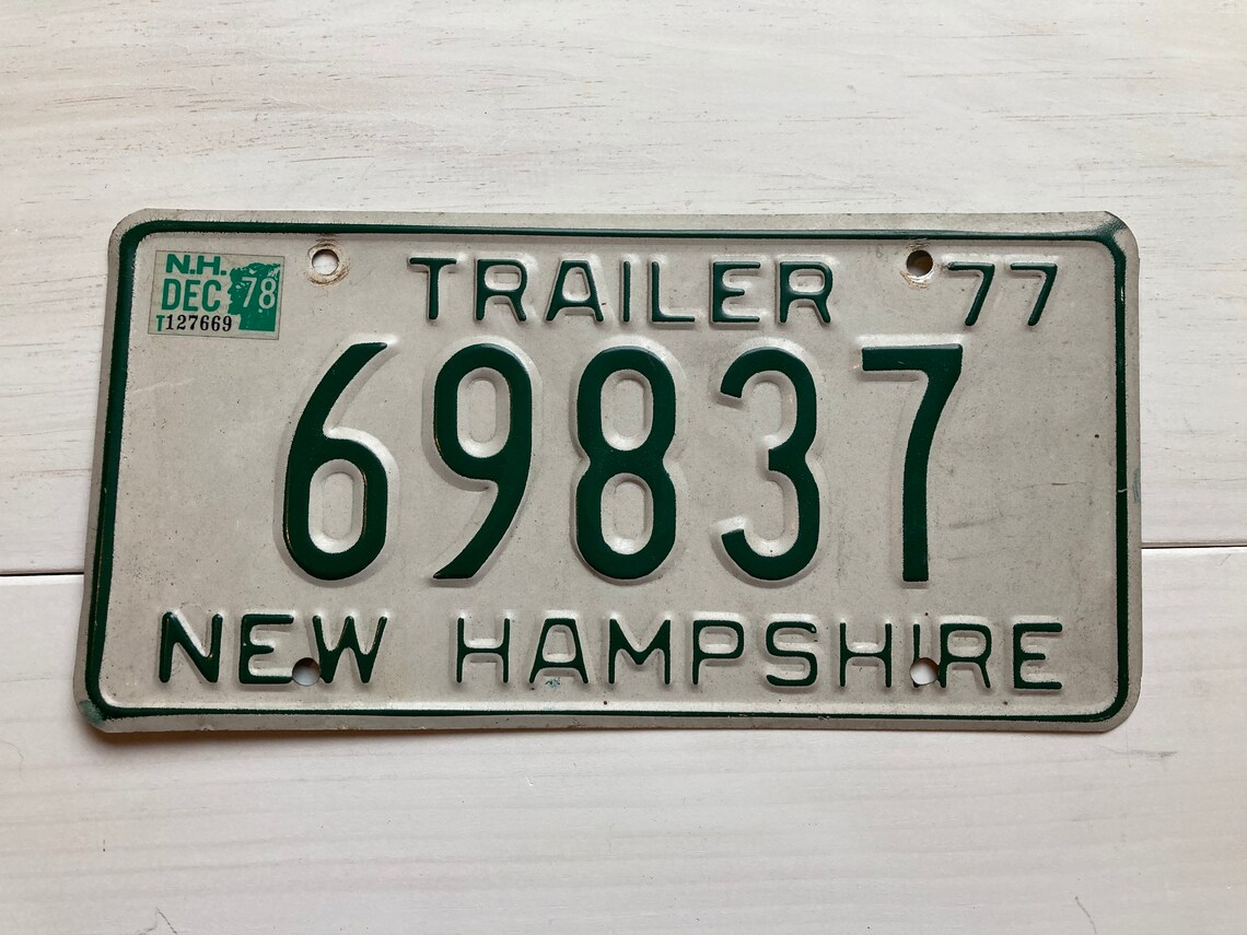 Vintage New Hampshire Trailer License Plate 1977-1978 - Etsy