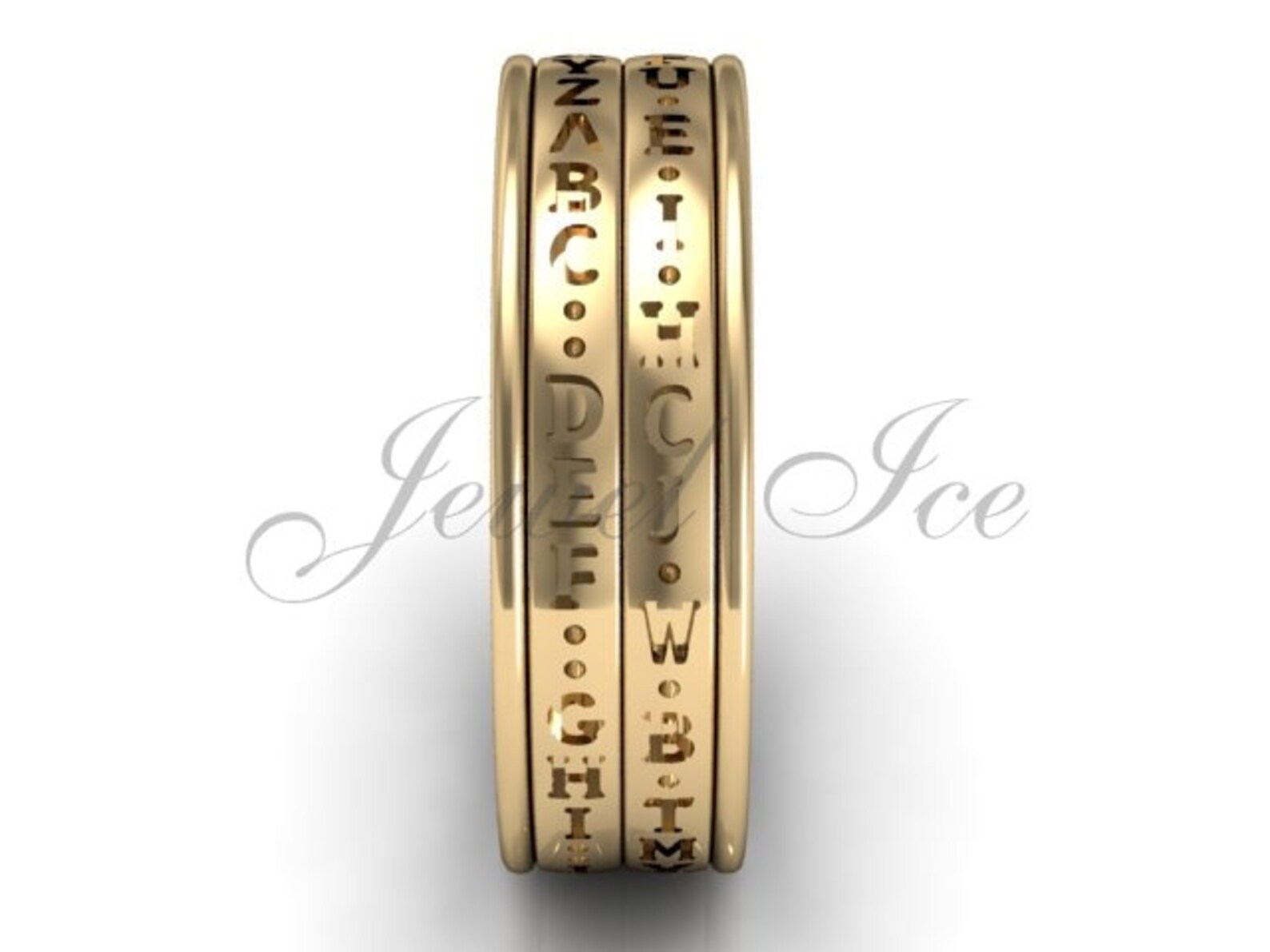 Decoder Ring 14k Yellow Gold Two Row Spinner Da Vinci - Etsy