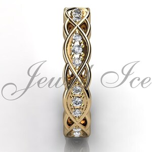 Celtic Knot Wedding Band - 14k Yellow Gold Diamond Unique Celtic Knot Wedding Band LB-2033-2