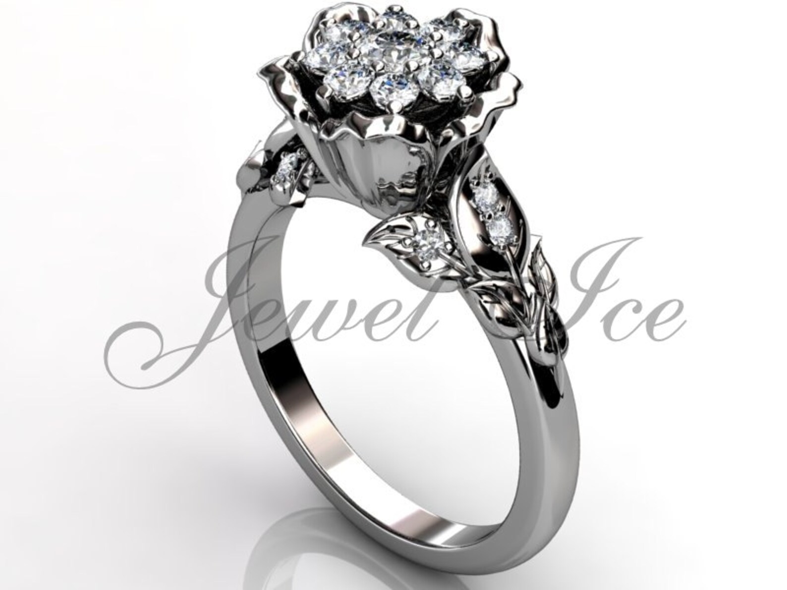 Platinum Diamond Unusual Unique Cluster Flower Engagement Etsy