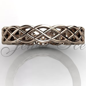 Celtic Knot Wedding Band - 14k Rose Gold Unusual Unique Celtic Knot Wedding Band LB-2026-3.
