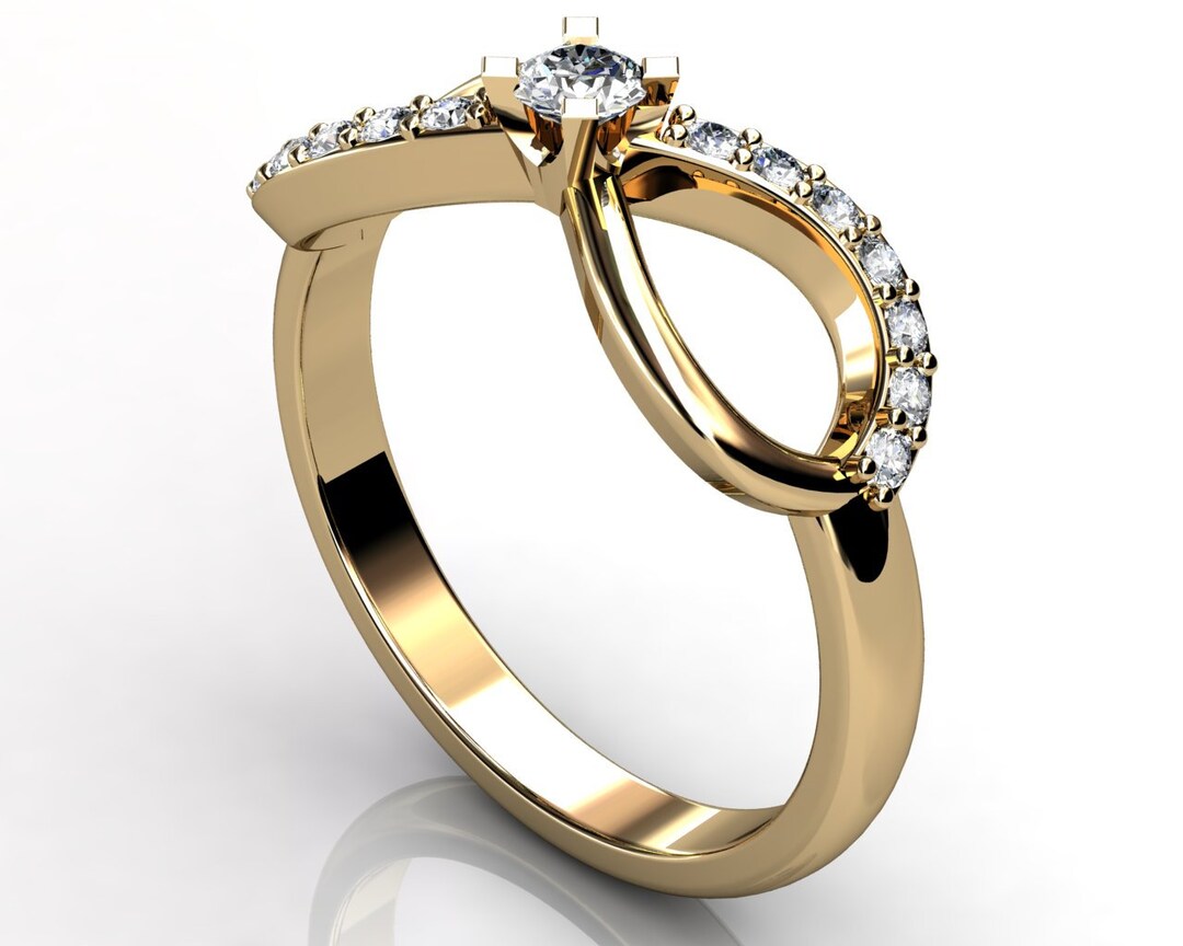Infinity Engagement Ring - 14k Yellow Gold Diamond Unique Infinity ...