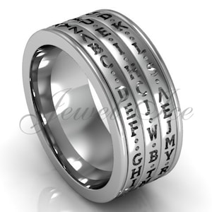 Platinum three row spinner Da Vinci cryptex, codex, decoder ring LB-2025.