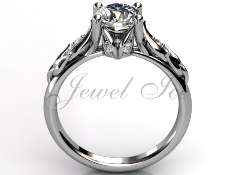 Platinum Diamond Unusual Unique Floral Engagement Ring Bridal Etsy