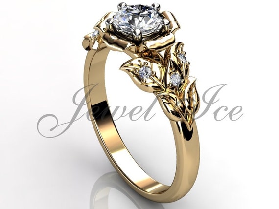 Anillo de compromiso de hojas y flores Anillo de compromiso | Etsy México