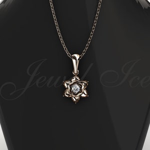 Einzigartiger Lotusblumenanhänger - 14k Roségold Diamant Einzigartiger Lotusblumenanhänger, Lotusblumencharme, Symbol der Reinheit Anhänger PND-401-3