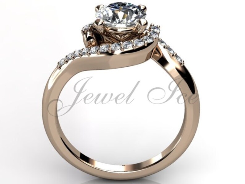 14k Rose Gold Diamond Engagement Ring Anniversary Ring Etsy