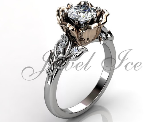 Rose flower engagement ring deals