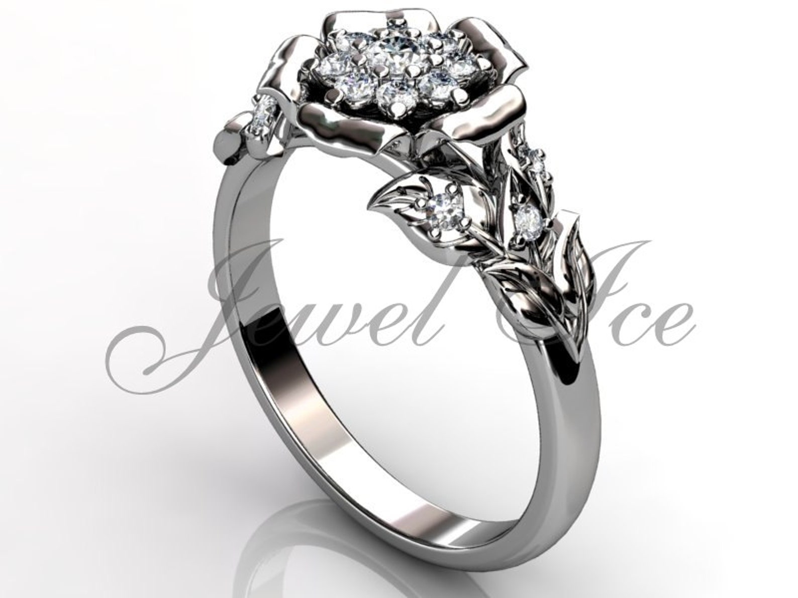 Platinum Diamond Unusual Unique Cluster Flower Engagement Etsy