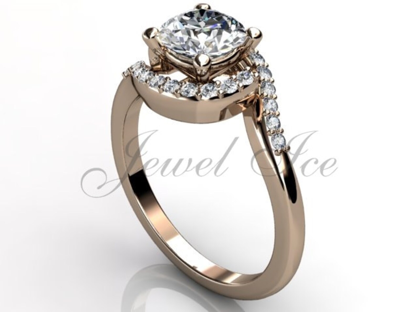 14k Rose Gold Diamond Engagement Ring Anniversary Ring Etsy