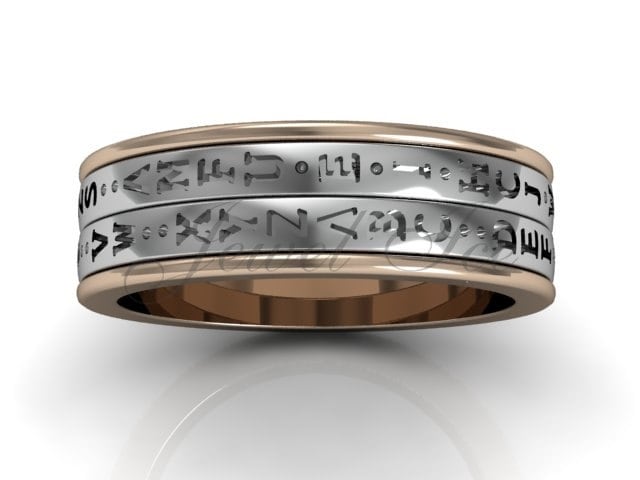 Decoder Ring - 14k Rose and White Gold Two Row Spinner Da Vinci