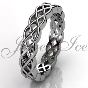 Celtic Knot Wedding Band - 14k White Gold Unusual Unique Celtic Knot Wedding Band LB-2026-1