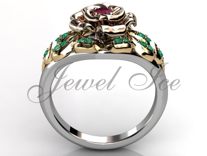 Ruby & Emerald Engagement Ring 14k White Yellow and Rose Gold Etsy