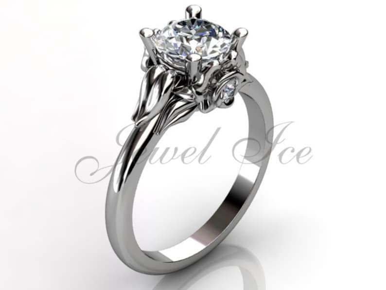 Platinum diamond unusual unique floral engagement ring bridal Etsy