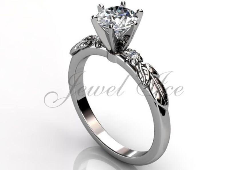 Platinum Diamond Unusual Unique Floral Engagement Ring Bridal Etsy