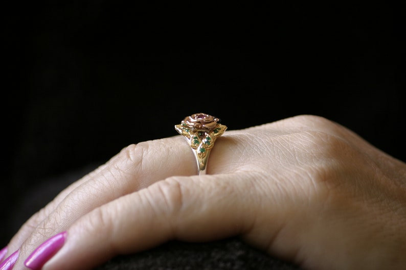 Ruby & Emerald Engagement Ring 14k White Yellow and Rose Gold Etsy