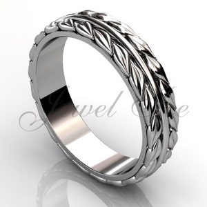 Platinum unique leaf and vine floral wedding band LB-2028.