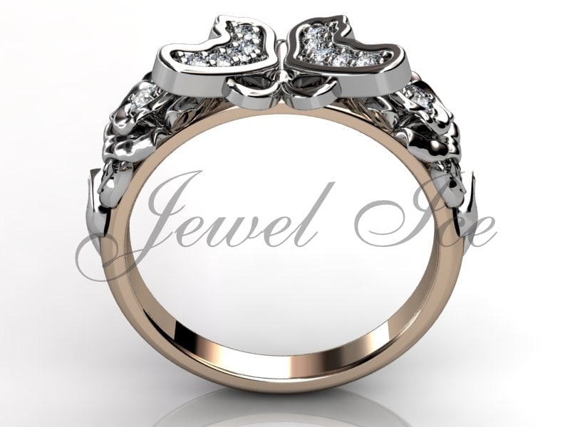 Anello Regolabile Con Farfalla E Fiore Di Rosa – Cristalli Cz, Vintage, Gioiello Per Donna, Regalo - 3