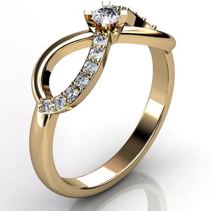 Infinity Engagement Ring - 14k Yellow Gold Diamond Unique Infinity ...
