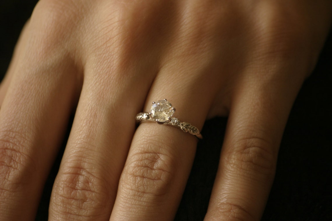 Platinum Diamond Unusual Unique Floral Engagement Ring Bridal Etsy