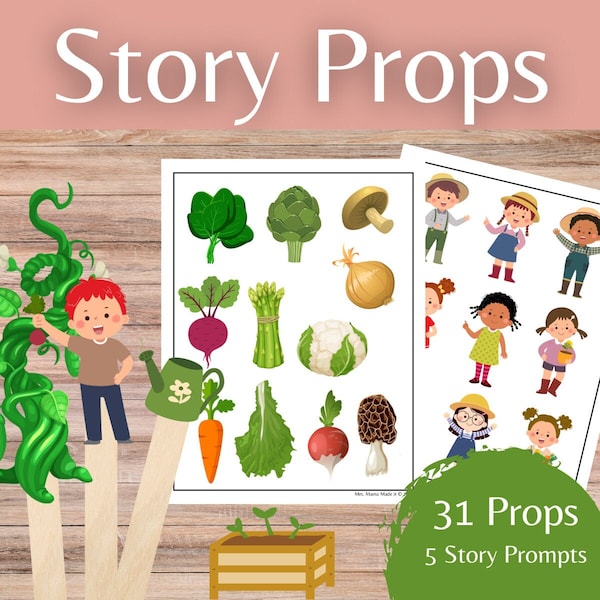 Vegetable Garden Story Telling Props and Sensory Bin Addition, Waldorf Story Prompts, Small World and Open Ended Play