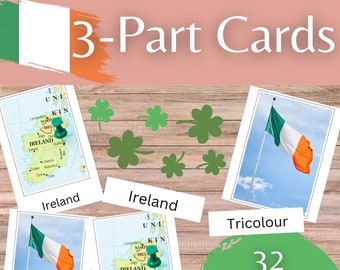 Ireland Sight Words 3-Part Cards for Language Building Homeschool or Classroom Montessori Style St Patrick&#39;s Day Fun Matching Activity
