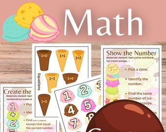 Ice Cream Addition Classroom Centers and Homeschool Activities for PreK-1st Grade Fun Math Games for Early Elementary Summer