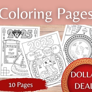 Chinese New Year Coloring Pages  Lunar New Year 2025 Year of the Snake Creative Writing & Cultural Activity - Printable Classroom Homeschool