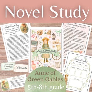 Unidade de estudo literário completa de Anne de Green Gables — 80 páginas de atividades, compreensão e escrita — Língua Inglesa para alunos do 5º ao 8º ano (Ensino Domiciliar)