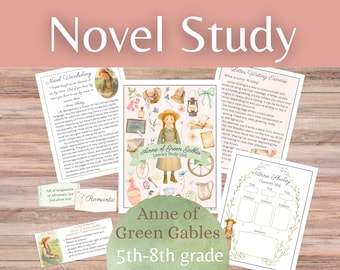 赤毛のアン完全文学学習ユニット ― アクティビティ、読解、作文を含む80ページ ― 5年生～8年生向け英語科ホームスクール教材