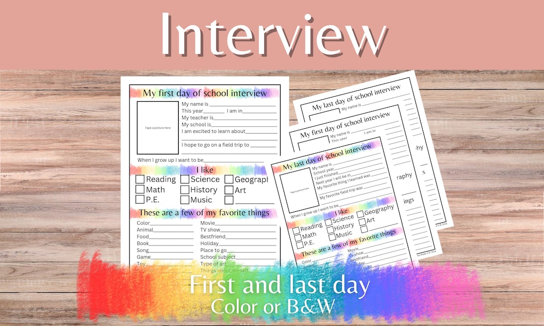 First and Last Day of School Fun Interview for Children Back to School ...