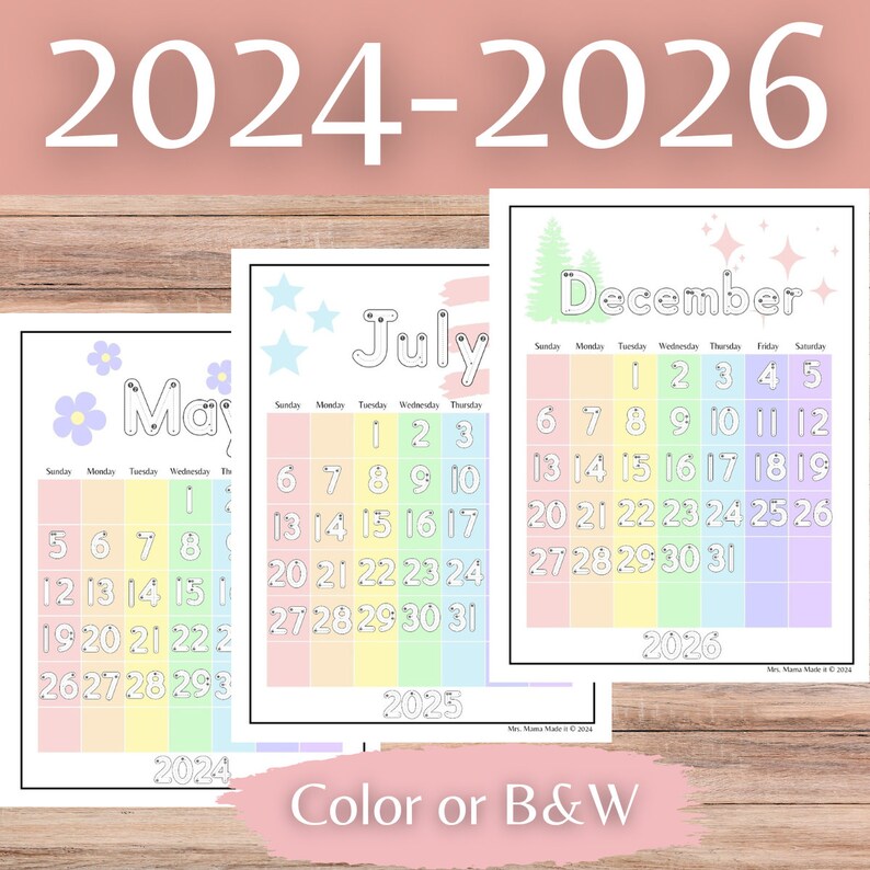 Traceable Calendars for Homeschool and Classroom Morning Menu Pages for