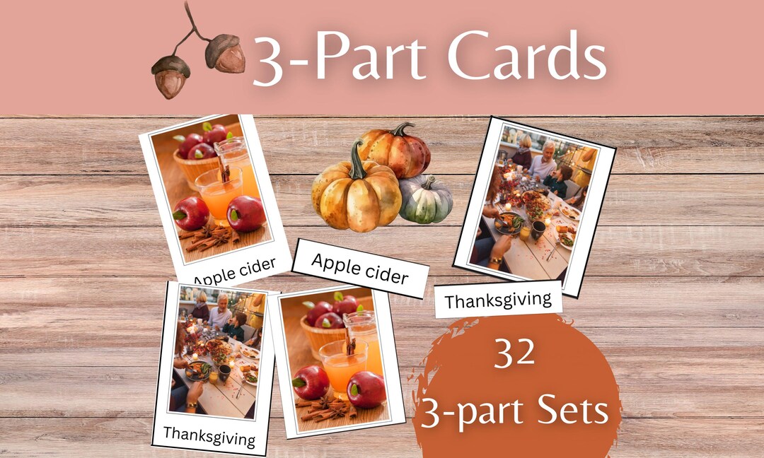 Autumn Activities Montessori Style 3-part Cards With Real Fall Images ...