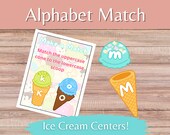 Ice Cream Alphabet Match Activity Letter Recognition Summer Time PreK and Kindergarten Homeschool or Classroom