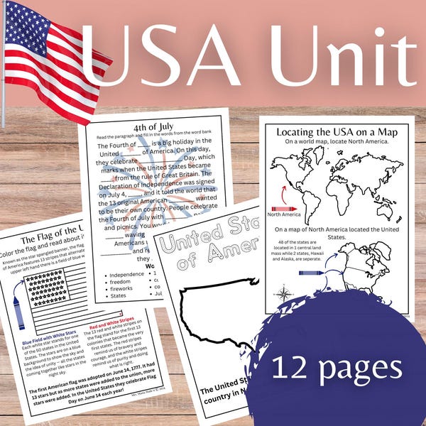 Miniunidad de Geografía e Historia de EE. UU.: Actividades de 1.º a 3.º grado (Descarga digital)