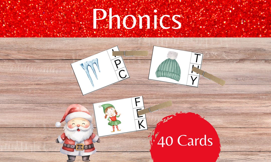 Christmas Beginning Sound Clip Cards Task Cards Phonic Skills ...