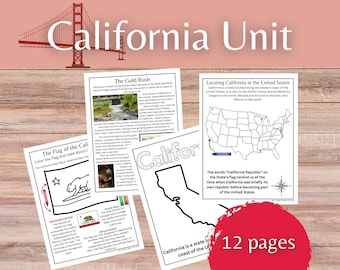 California State Unit Study: Geography, Gold Rush, Fun Facts (Printable)