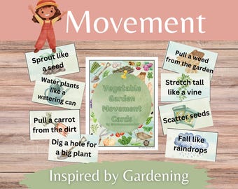 Tarjetas de movimiento en el jardín: Actividad preescolar, imprimible (descarga digital)